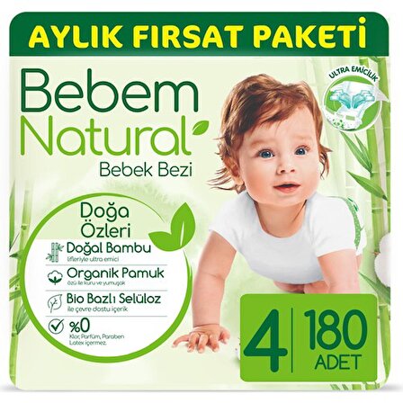 Bebem Natural 4 Numara Maxi 180'li Bel Bantlı Bez