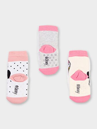 Mınnıe Mouse 3 Çift Kız Bebek Kaymaz Tabanlı Havlu Soket Çorap 20555