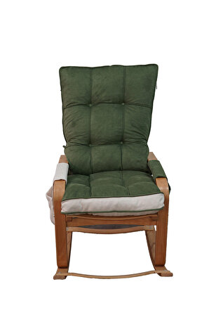 Şehzade Ahşap Sallanan Sandalye Ve Dinlenme Koltuğu Çift Renk (Yeşil/Krem) doğal