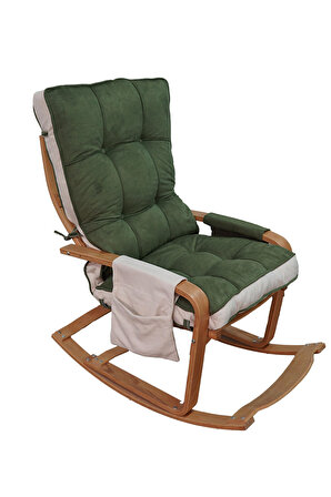 Şehzade Ahşap Sallanan Sandalye Ve Dinlenme Koltuğu Çift Renk (Yeşil/Krem) doğal