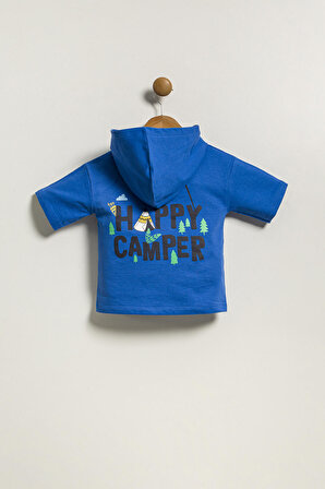 Erkek Çocuk Camper Ön ve Arka Baskılı Kapüşonlu 2 İplik Kısa Kollu Tişört