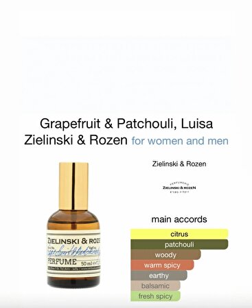 Zielinski & Rozen Grapefruit, Patchouli, Louise 50 ml perfume