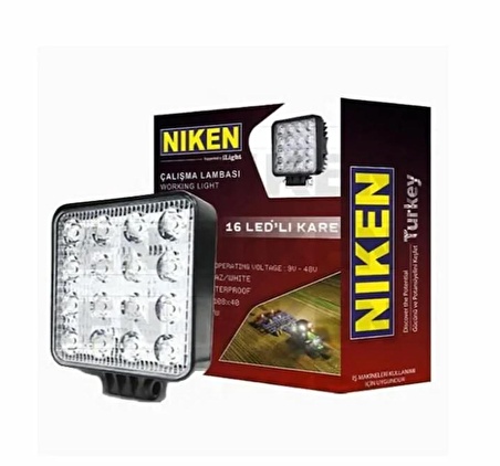 Led çalışma lambası pro 16 ledli off road sis lambası kare tip Niken