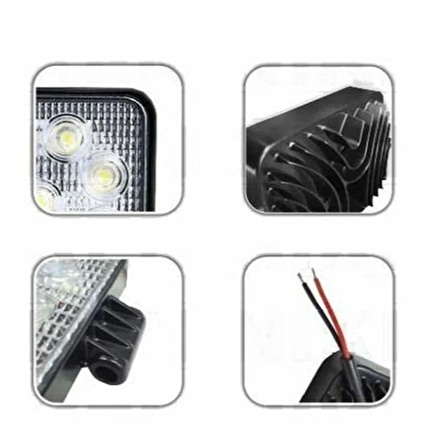 Led çalışma lambası pro 16 ledli off road sis lambası kare tip Niken