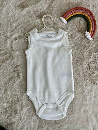 Pieros Baby Beyaz 2'li Çıtçıtlı Bebek Body Zıbın Atlet