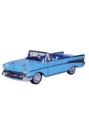 1958 Chevrolet Chevy Impala Convertible Blue 1:18 Motormax 1957 Chevy Bel Aır Mavi
