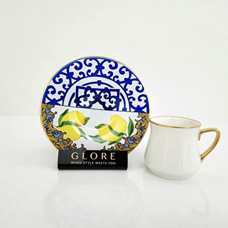 Glore Laila Altın Yaldızlı Fincan Kahve Takımı (2 Kişilik)
