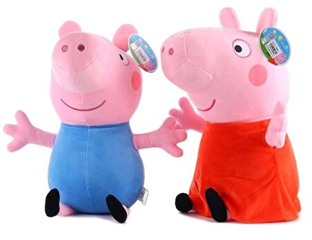 Kumik Peppa Pig George ve Peppa 2 li Peluş Oyuncak ( 30 cm )