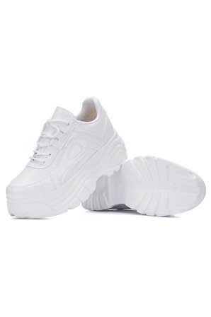 Günlük Kadın Spor Ayakkabı Yüksek Taban 6 Cm Sneaker Siyah - Beyaz - Bej - Rugan - Süet 001