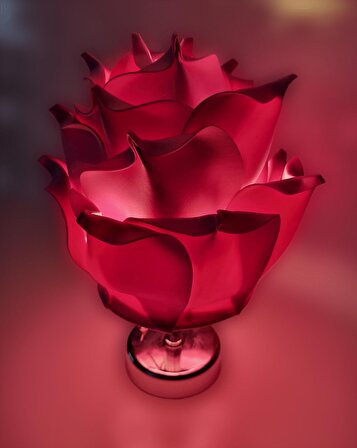 Yapay Eva Çiçeği Kablosuz Masa Lambası üst pembe - alt gümüş