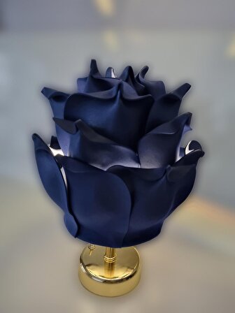 Yapay Eva Çiçeği Kablosuz Masa Lambası üst lacivert - alt gold