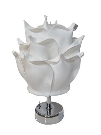Yapay Eva Çiçeği Kablosuz Masa Lambası üst beyaz - alt gümüş