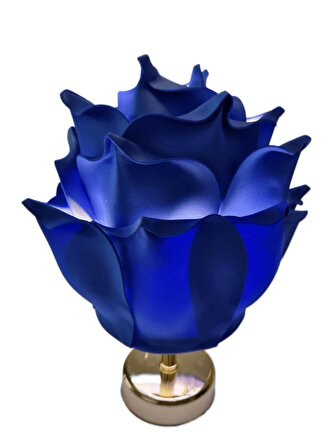 Yapay Eva Çiçeği Kablosuz Masa Lambası üst mavi - alt gold