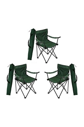 Bofigo 3 Adet Kamp Sandalyesi Katlanır Sandalye Bahçe Koltuğu Piknik Plaj Balkon Sandalyesi Yeşil