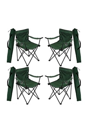 Bofigo 4 Adet Kamp Sandalyesi Katlanır Sandalye Bahçe Koltuğu Piknik Plaj Balkon Sandalyesi Yeşil