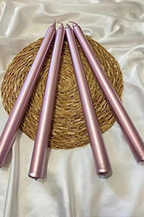 4'Lü Paket Rose Gold Şamdan Mum 25 Cm