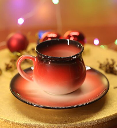 El Yapımı Renkli Kahve Fincanı & Mini Yılbaşı Ağacı Masa Üstü Dekoratif & Bolçi Hediye Seti