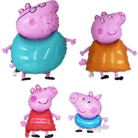 Peppa Pig 4 lü balon seti Peppa , George, Anne ve Baba Balon