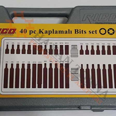 RİCO 40 parça Lokmalı Power Bits Torx Takımı Torck tork Kaplamalı torx S 2 Çelik