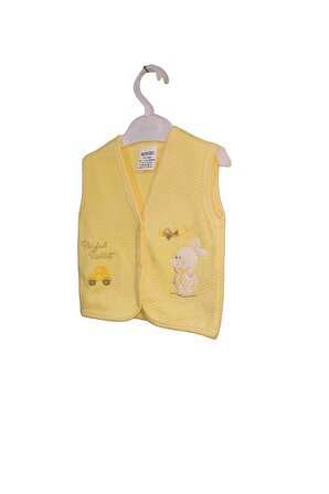 Miniel Desenli Sarı Bebek Yelek Kolsuz %100 Pamuk