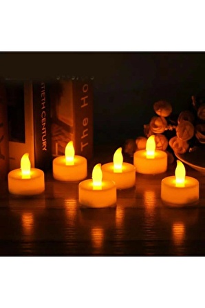 8 Adet Sarı Işıklı Led Mum El Mumu Tealight Piller Dahil Kullanıma Hazır