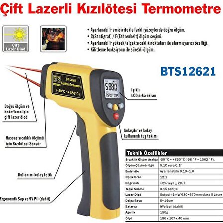 BTS12621 Çift Lazerli Kızılötesi Termometre