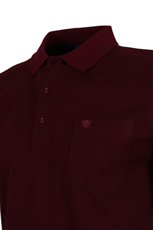 Erkek Bordo Renk Polo Yaka Tişört Pamuklu Normal Kesim RAR00865
