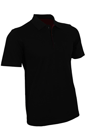 Erkek Siyah Tişört Polo Yaka Normal Kesim % 100 Pamuk Pike Kumaş rar00878