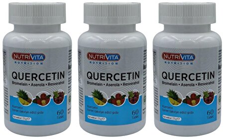Nutrivita Nutrition Quercetin 3x60 Tablet Bromelain Aserola Resveratrol Kuersetin 