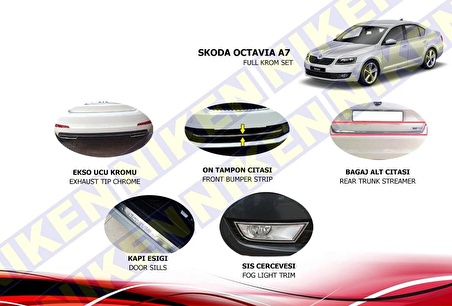 Skoda octavia full krom set 2013 Sonrası Niken