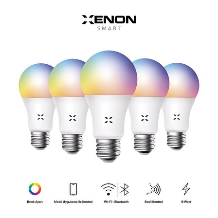 Xenon Smart Wi-Fi LED Akıllı RGB Ampul  (5 adet)