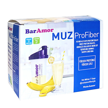 Muz ProFiber – Peynir Altı Suyu Protein İzolatı (Whey Protein İzolatı),Hidrolize Kollajen ve Mısır Lifi İçeren Muz Aromalı Takviye Edici Gıda (7 Günlük)