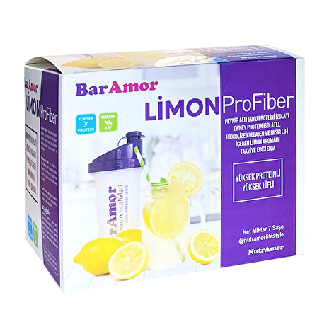 Limon ProFiber- Peynir Altı Suyu Protein İzolatı (Whey Protein İzolatı),Hidrolize Kollajen ve Mısır Lifi İçeren Limon Aromalı Takviye Edici Gıda(7 Günlük)