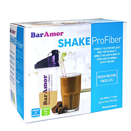 SHAKE ProFiber – Peynir Altı Suyu Protein İzolatı (Whey Protein İzolatı),Hidrolize Kollajen ve Mısır Lifi İçeren Çikolata Aromalı Takviye Edici Gıda (7 Günlük)