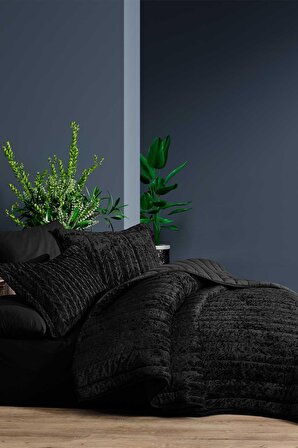 Comfort yeni nesil uykuseti - 3 parça Velvet Antrasit (230x220cm)