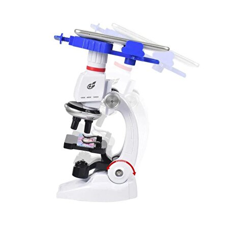 TechTic Mobil Uyumlu Eğitici Mikroskop Seti 1200x Biyolojik Mikroskop Kiti Led Işıklı 12 Adet Biyolojik Örnek Hediye