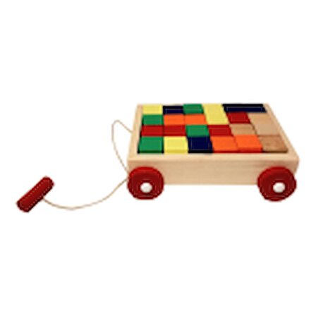 Playwood Renkli Küplerle Birlikte Eğitici Ahşap Bloklu Araba