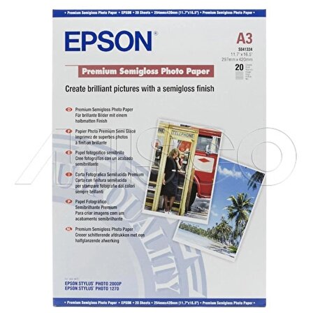 EPSON A3 251GRAM 20'LI PREMIUM SEMIGLOSS FOTOĞRAF KAĞIDI S041334