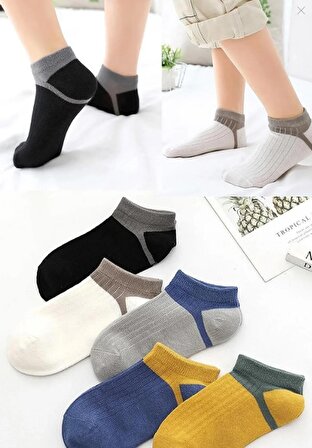 5 Çift Renkli ÇOCUK Kısa Patik Çorap 31-34 numara