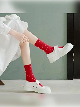 5'li Çok Renkli Çilek Desenli Kadın Kolej Çorap 5 ÇİFT