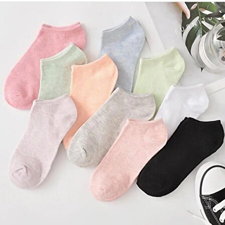 8'li Kadın Karışık Renk Ekonomik Soft Patik Çorap Seti 8 ÇİFT