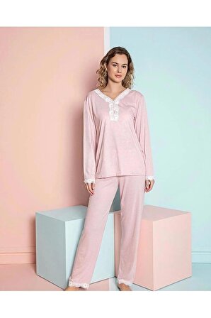 
Dantel Detaylı Kadın Pijama Takımı Pembe