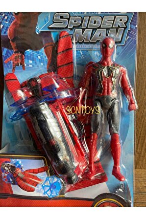 Örümcek Adam Ok Atan Ağ Fırlatan Eldiven Ve Spiderman Figür Oyuncak Set