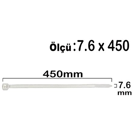 Aletçantam Kablo Bağı Plastik Kelepçe Cırt Amerikan Kelepçesi 100 Adet -7.6x450mm