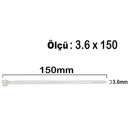 Aletçantam Kablo Bağı Plastik Kelepçe Cırt Amerikan Kelepçesi 100 Adet -3.6x150mm
