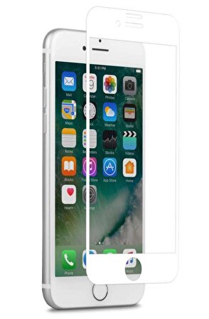 İphone 7 / 8 / SE Uyumlu Hayalet Ekran Koruyucu Yandan Görünmeyen Ekranı Tam Kaplayan Gizlilik Filtreli Görünmez 5D ince Cam Ekran Koruma Beyaz Renk