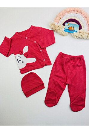 Baskılı Çizgi Desenli Bebek Takım Bebek Kıyafeti %100 Pamuk