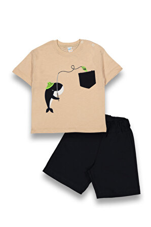 Balina Nakış Bebek Şort T-shirt Çocuk Takım