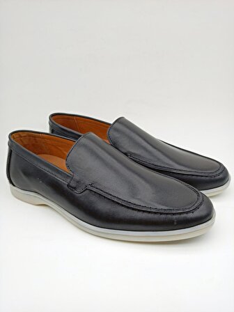 Hakiki Deri Siyah Casual Klasik Ayakkabı