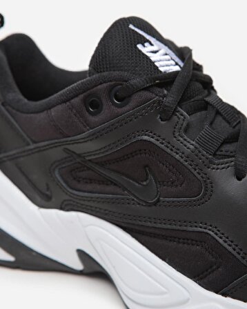 Nike M2K Tekno Leather Unisex Sneaker Hakiki Deri Spor Ayakkabı Siyah Yükseklik 4cm